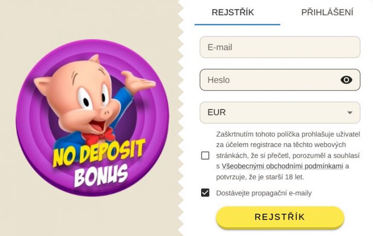 Ukázka registrace a přihlášení do Beep Beep Casino
